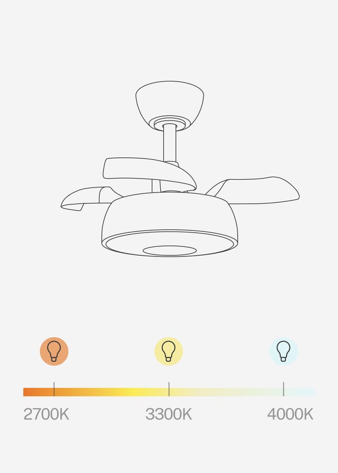 WIND CLEAR CUP - Wentylator sufitowy 40W cichy Ø55cm z wysuwanymi łopatkami i oświetleniem LED, obraz z galerii 7
