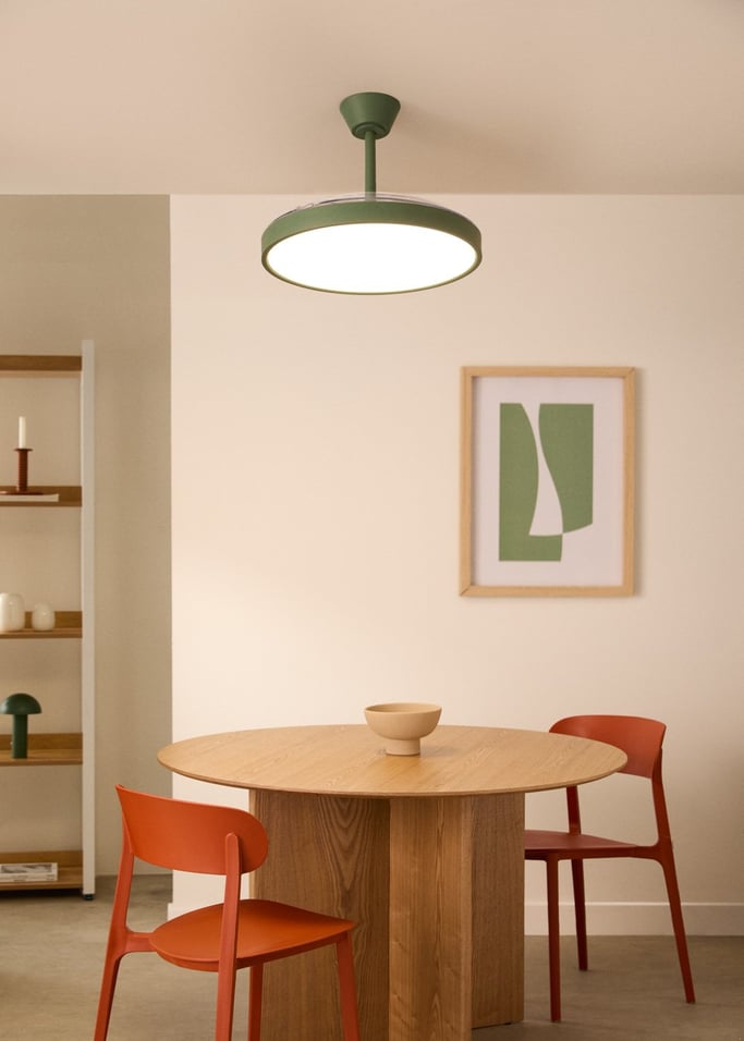 WIND CLEAR STUDIO - Wentylator sufitowy 40W cichy z chowanymi łopatkami i oświetleniem LED, różne rozmiary, obraz z galerii 1