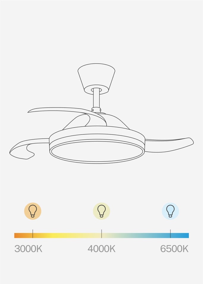 WIND CLEAR - Wentylator sufitowy 40W z cicho wysuwanymi łopatkami i oświetleniem LED, różne rozmiary
, obraz z galerii 8