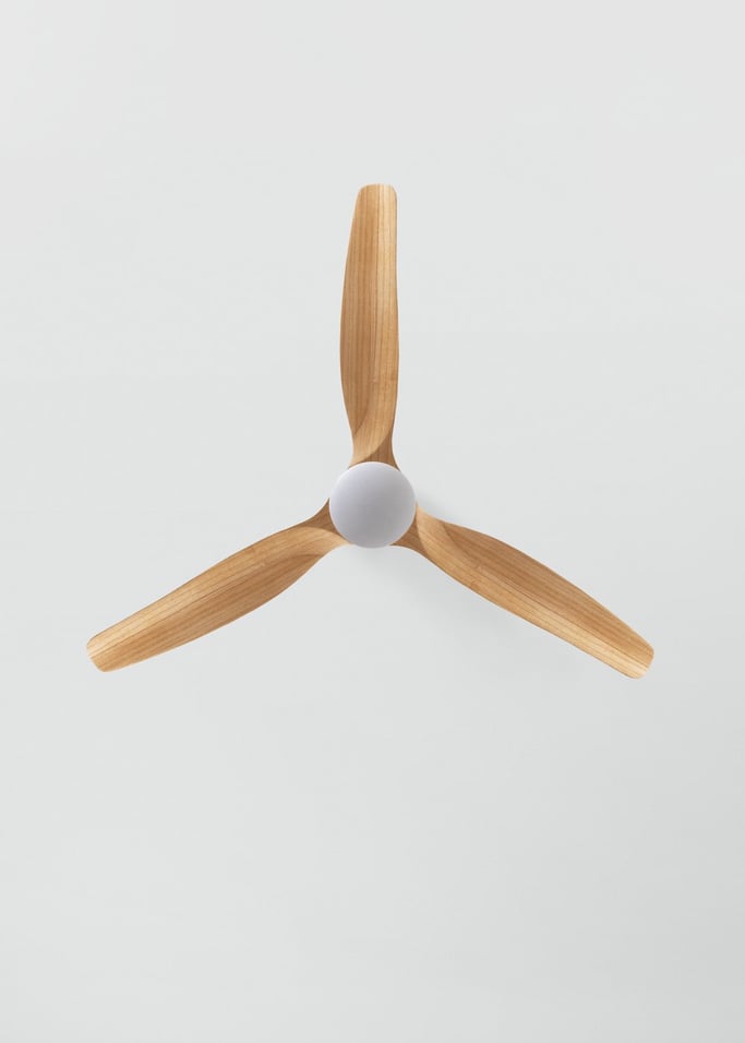 WIND CALM SLIM LIGHT - Cichy wentylator sufitowy 40W Ø132 cm 100% drewno, obraz z galerii 6