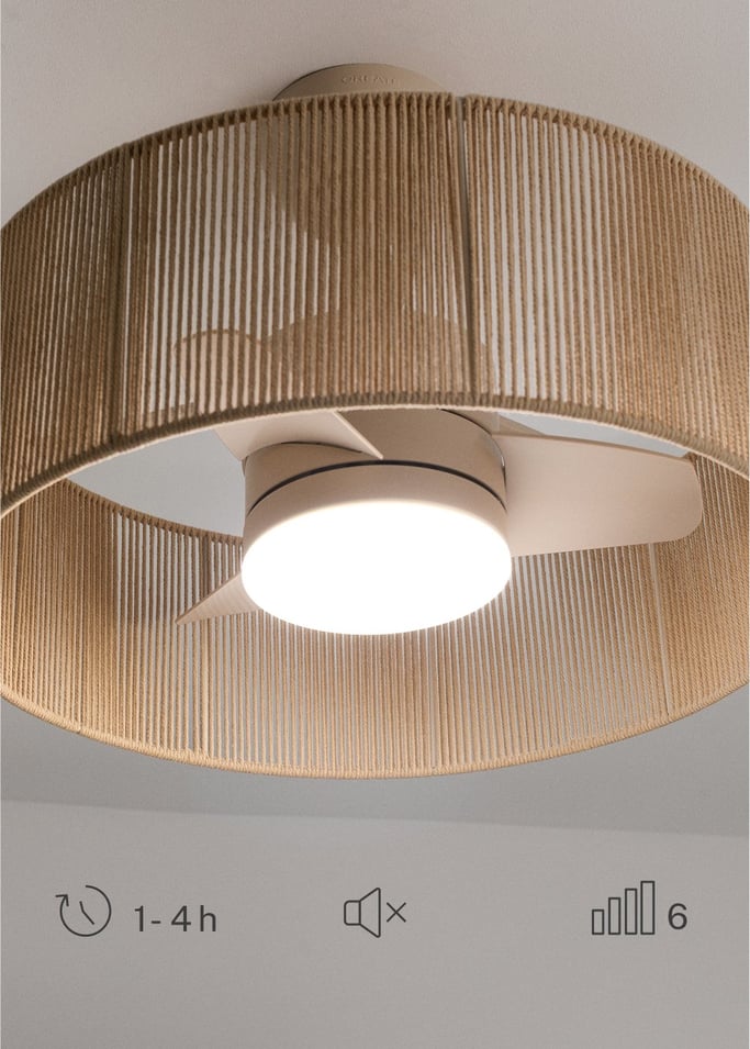 WIND LAMP WOVEN - Cichy wentylator sufitowy 25W z lampą LED, obraz z galerii 5