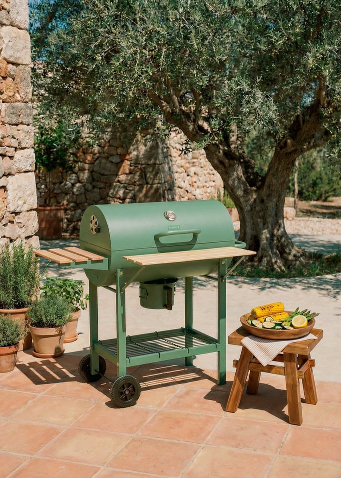 BBQ SMOKEY EASY - Grill z wędzarnią na węgiel drzewny z kółkami, obraz z galerii 1