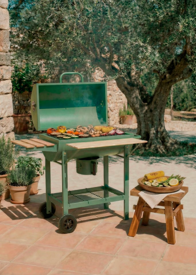 BBQ SMOKEY EASY - Grill z wędzarnią na węgiel drzewny z kółkami, obraz z galerii 2