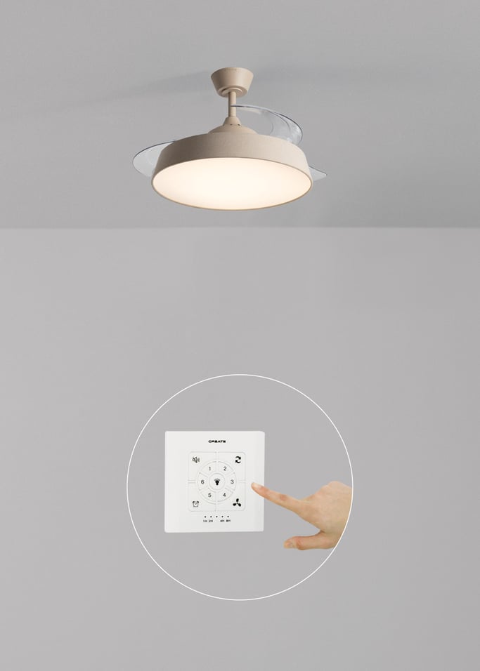 WIND CLEAR CONTOUR  - Cichy wentylator sufitowy 40 W Ø107 cm z chowanymi łopatkami i światłem LED, obraz z galerii 2