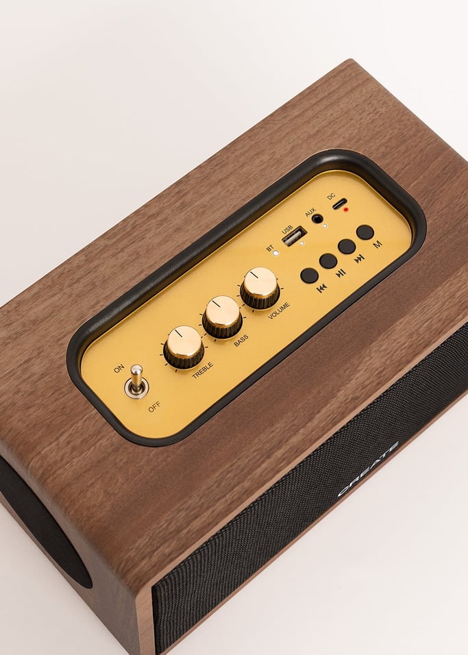 SPEAKER RETRO WOOD - Przenośny głośnik 55W z Bluetooth, USB i AUX , obraz z galerii 8