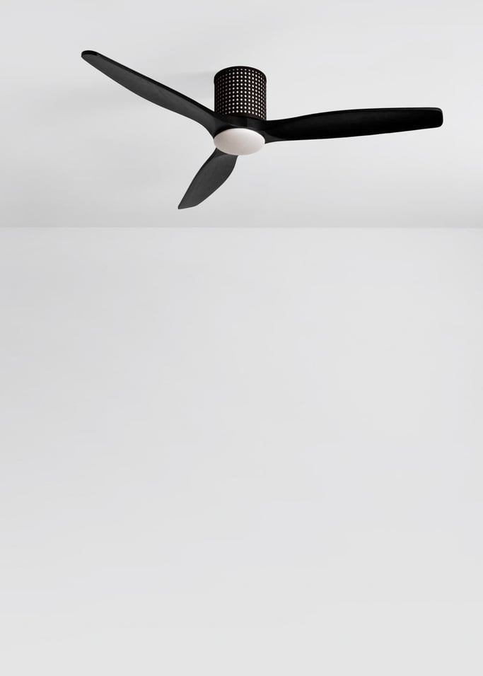 WIND CALM CUSTOM RATTAN - Wentylator sufitowy 40W cichy Ø132 cm z oświetleniem LED w korpusie i lampie, obraz z galerii 4