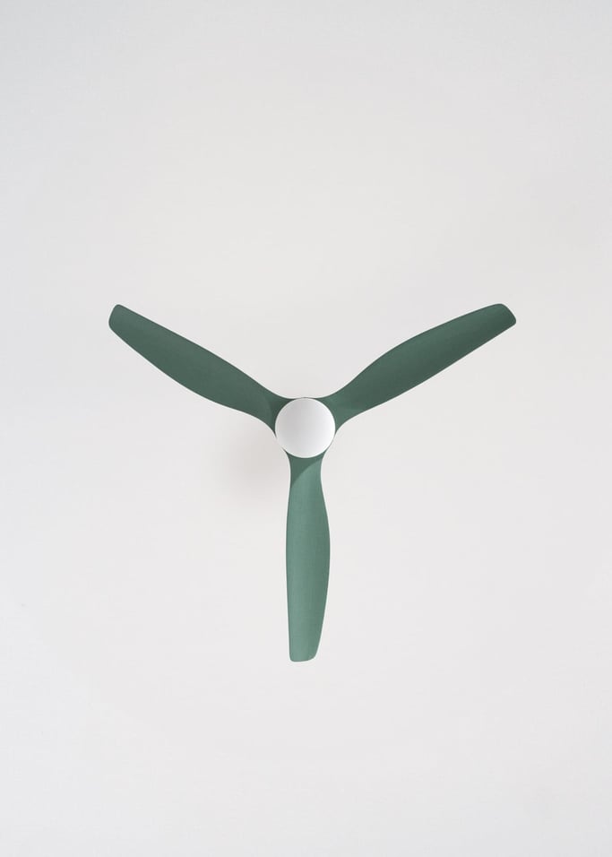 WIND CALM CUSTOM RATTAN - Wentylator sufitowy 40W cichy Ø132 cm z oświetleniem LED w korpusie i lampie, obraz z galerii 6