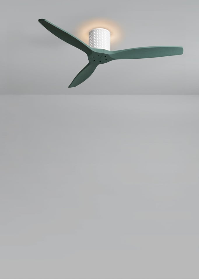 WIND CALM CUSTOM RATTAN - Wentylator sufitowy 40W cichy Ø132 cm z oświetleniem LED w korpusie i lampie, obraz z galerii 2