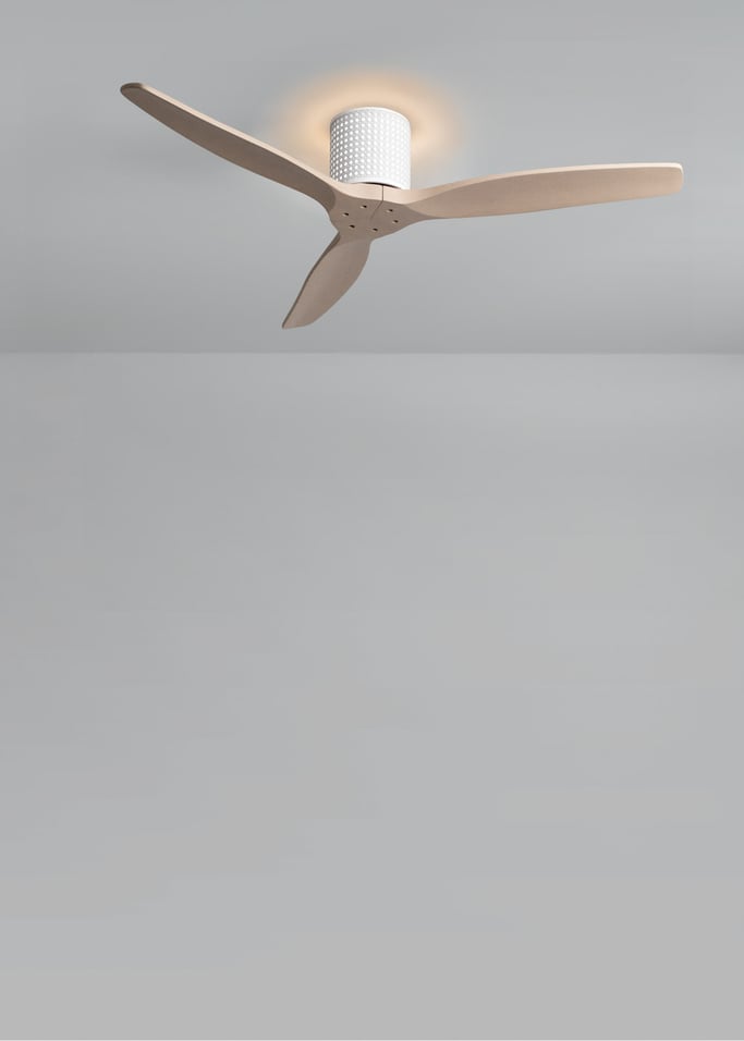 WIND CALM CUSTOM RATTAN - Wentylator sufitowy 40W cichy Ø132 cm z oświetleniem LED w korpusie i lampie, obraz z galerii 2