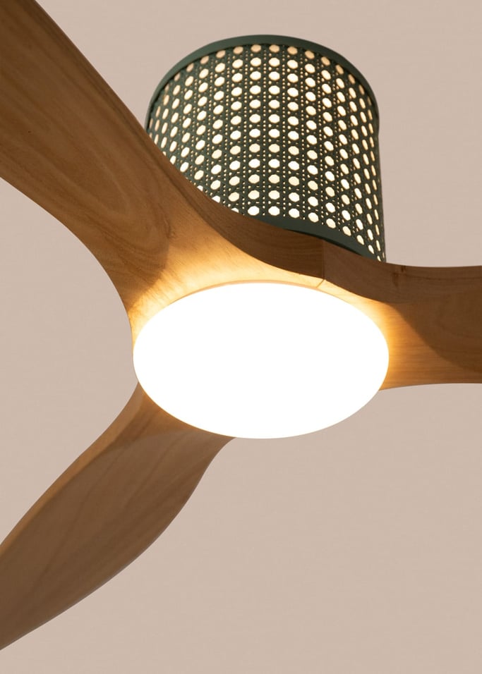 WIND CALM CUSTOM RATTAN - Wentylator sufitowy 40W cichy Ø132 cm z oświetleniem LED w korpusie i lampie, obraz z galerii 3