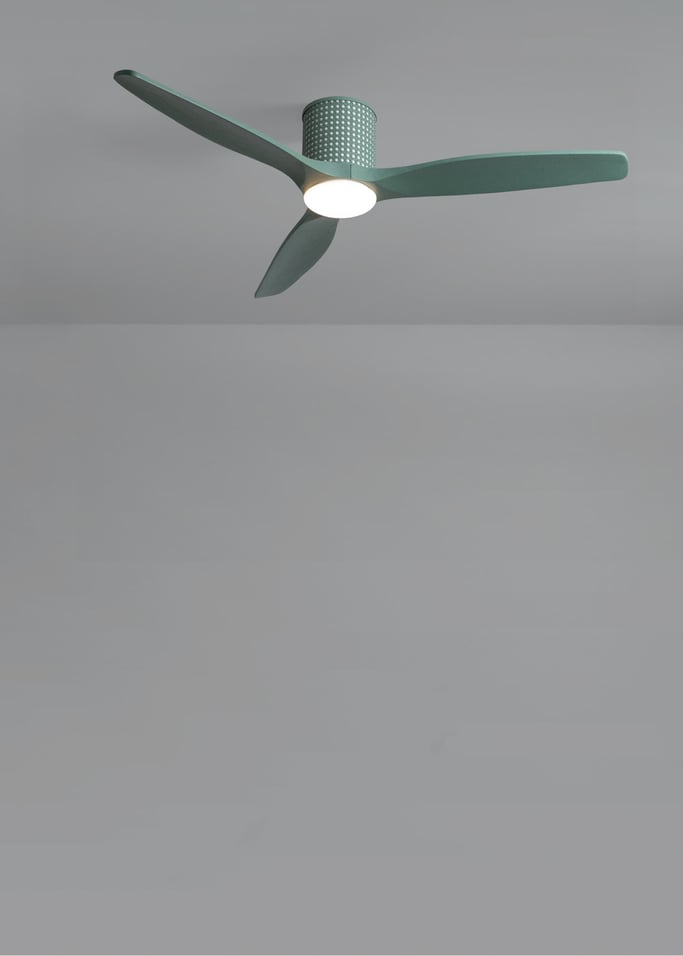 WIND CALM CUSTOM RATTAN - Wentylator sufitowy 40W cichy Ø132 cm z oświetleniem LED w korpusie i lampie, obraz z galerii 5
