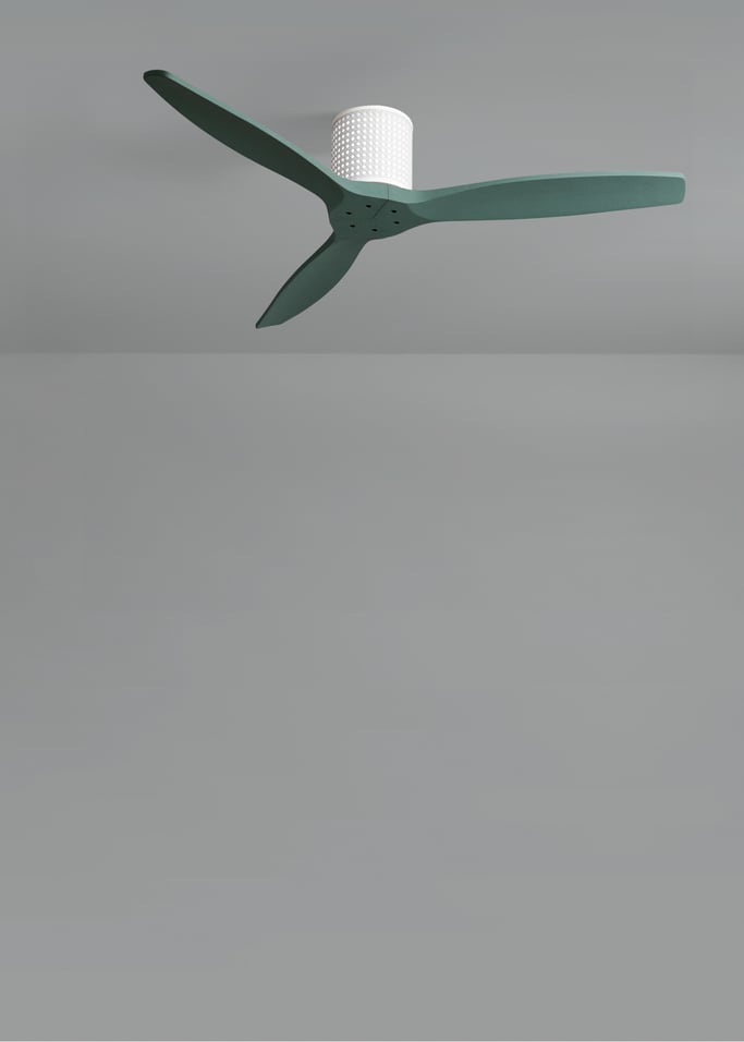 WIND CALM CUSTOM RATTAN - Wentylator sufitowy 40W cichy Ø132 cm z oświetleniem LED w korpusie i lampie, obraz z galerii 4
