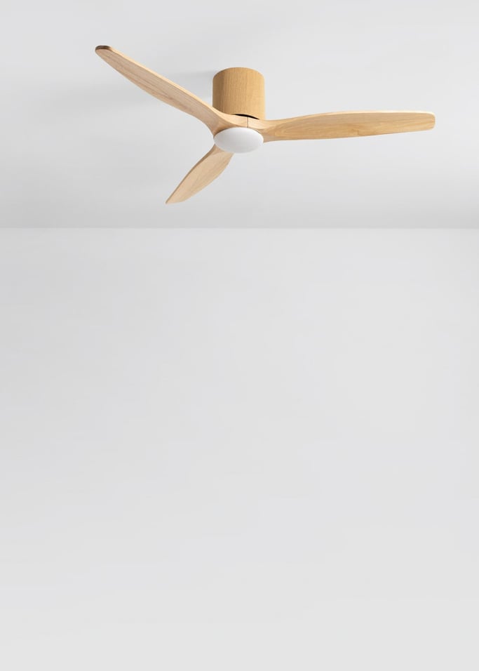 WIND CALM CUSTOM WOVEN - Cichy wentylator sufitowy 40W Ø132 cm wykonany w 100% z drewna z oświetleniem LED, obraz z galerii 2