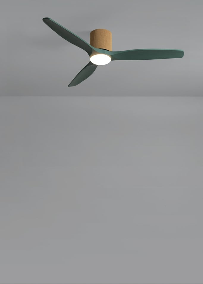 WIND CALM CUSTOM WOVEN - Cichy wentylator sufitowy 40W Ø132 cm wykonany w 100% z drewna z oświetleniem LED, obraz z galerii 4