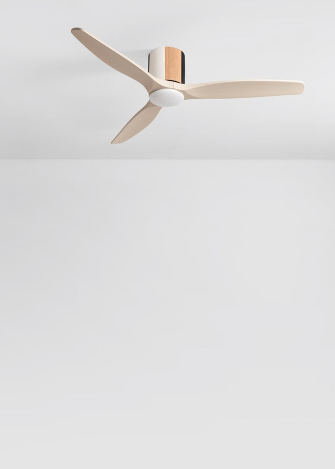 WIND CALM CUSTOM WOVEN - Cichy wentylator sufitowy 40W Ø132 cm wykonany w 100% z drewna z oświetleniem LED, obraz z galerii 2