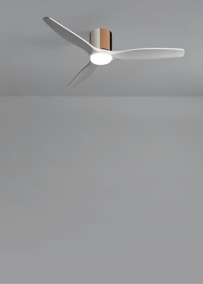 WIND CALM CUSTOM WOVEN - Cichy wentylator sufitowy 40W Ø132 cm wykonany w 100% z drewna z oświetleniem LED, obraz z galerii 3