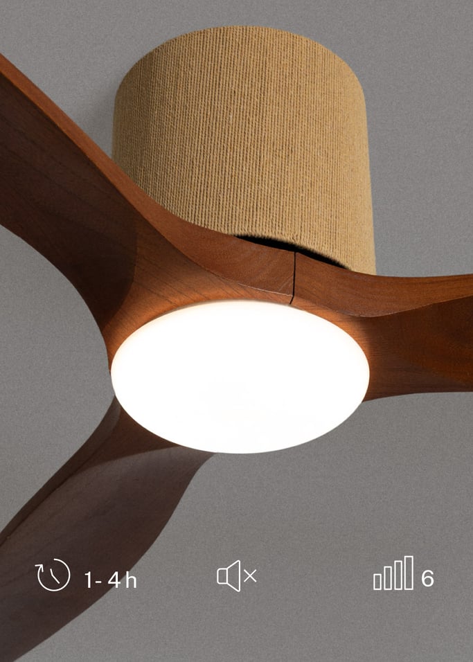 WIND CALM CUSTOM WOVEN - Cichy wentylator sufitowy 40W Ø132 cm wykonany w 100% z drewna z oświetleniem LED, obraz z galerii 3