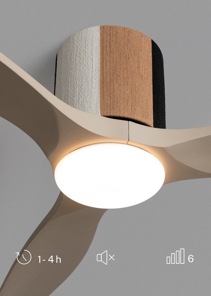 WIND CALM CUSTOM WOVEN - Cichy wentylator sufitowy 40W Ø132 cm wykonany w 100% z drewna z oświetleniem LED, obraz z galerii 4