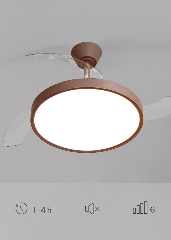 WIND CLEAR STUDIO - Wentylator sufitowy 40W cichy z chowanymi łopatkami i oświetleniem LED, różne rozmiary, obraz z galerii 7