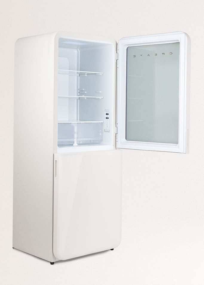 FRIDGE RETRO KNOCK KNOCK 401L - Zapukaj w drzwi, aby zobaczyć wnętrze bez otwierania lodówki, obraz z galerii 18