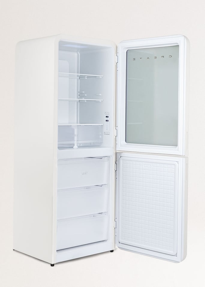 FRIDGE RETRO KNOCK KNOCK 401L - Zapukaj w drzwi, aby zobaczyć wnętrze bez otwierania lodówki, obraz z galerii 17
