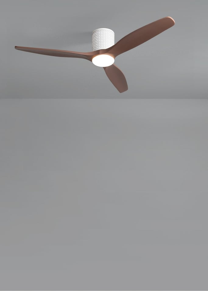 WIND CALM CUSTOM RATTAN - Wentylator sufitowy 40W cichy Ø132 cm z oświetleniem LED w korpusie i lampie, obraz z galerii 4