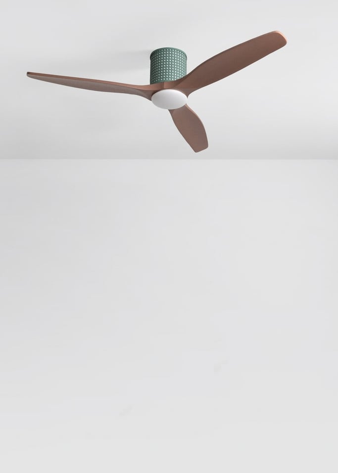 WIND CALM CUSTOM RATTAN - Wentylator sufitowy 40W cichy Ø132 cm z oświetleniem LED w korpusie i lampie, obraz z galerii 3