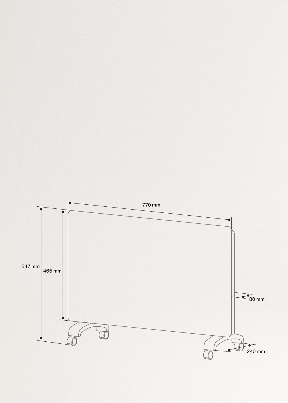 WARM CRYSTAL 2000W - Convector Eléctrico de Vidro com Wifi, medidas foto vertical