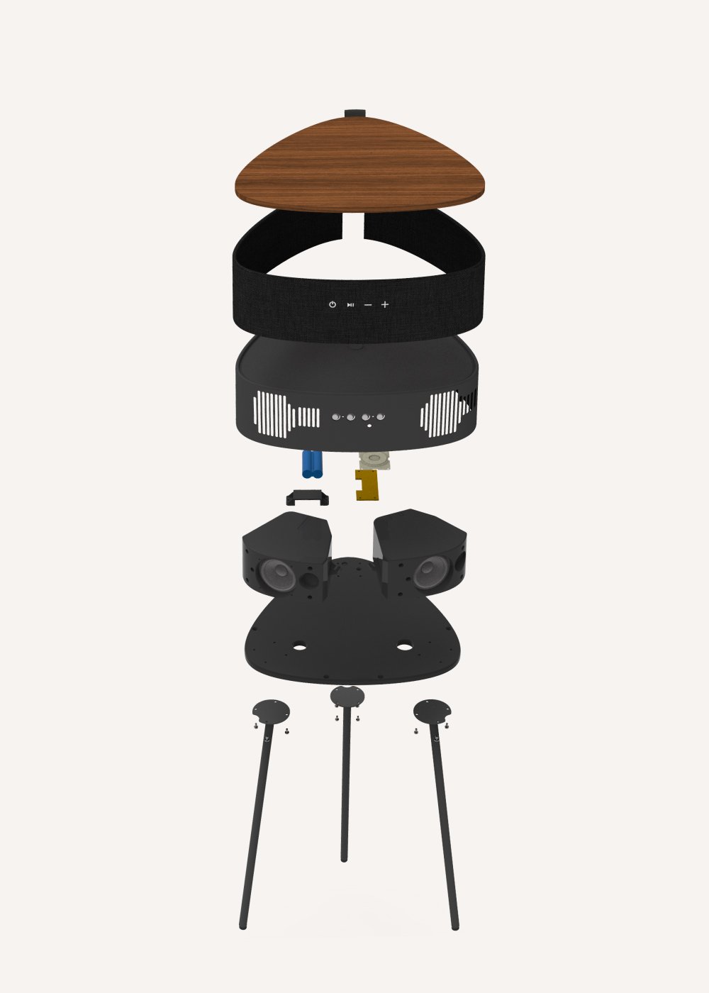 SPEAKER TABLE 180 - Mesa altifalante com som unidirecional 180º, Bluetooth e carregamento sem fios, medidas foto vertical