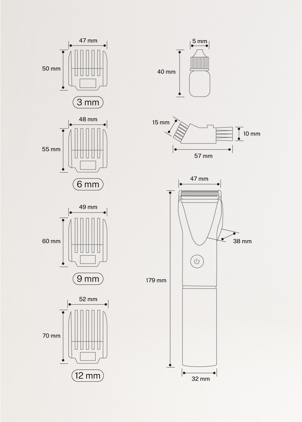 CLIPPER EASY - Máquina de barbear sem fio, medidas foto vertical