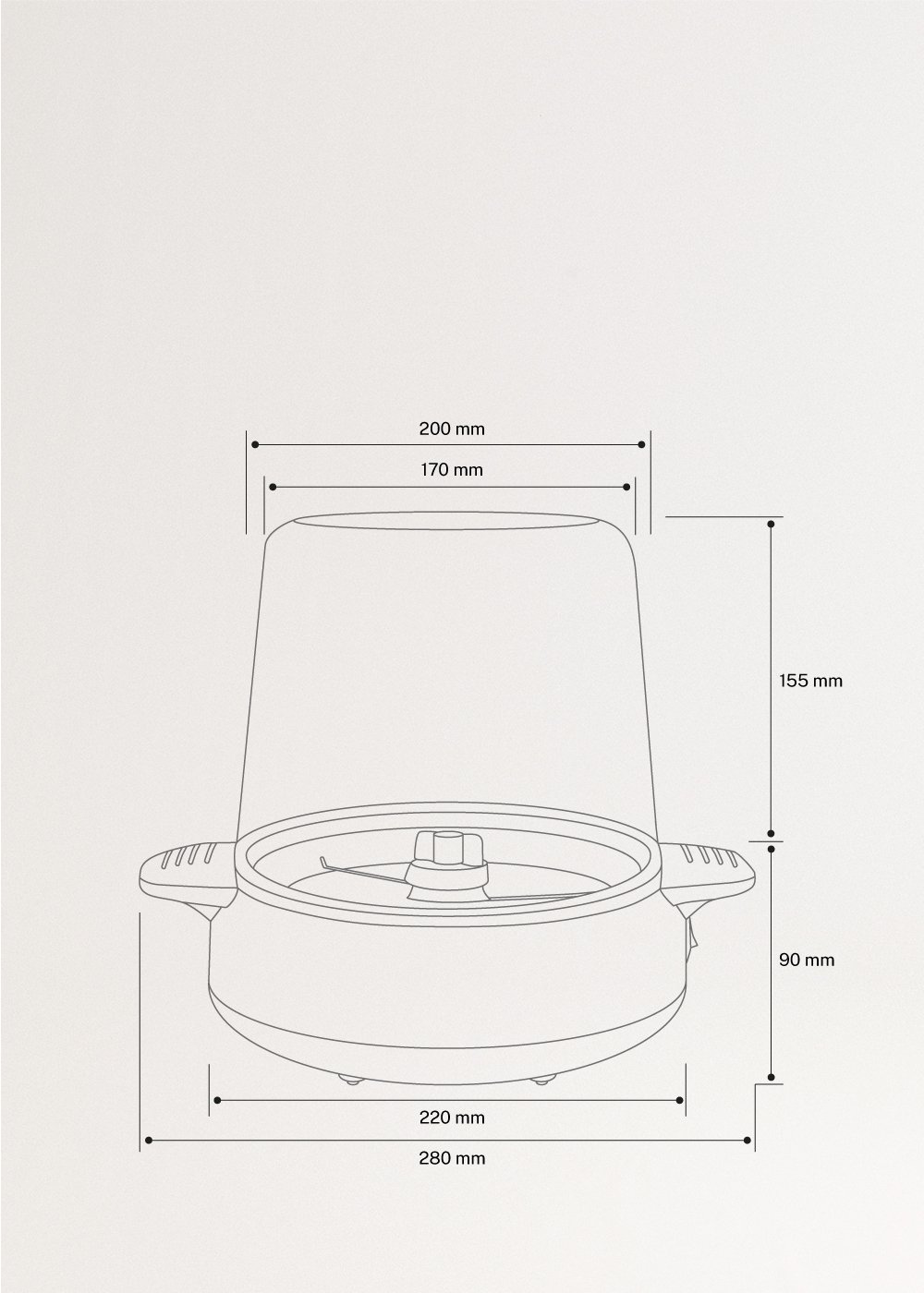 POPCORN MAKER STUDIO - Máquina de pipocas com dispositivo para derreter manteiga, medidas foto vertical