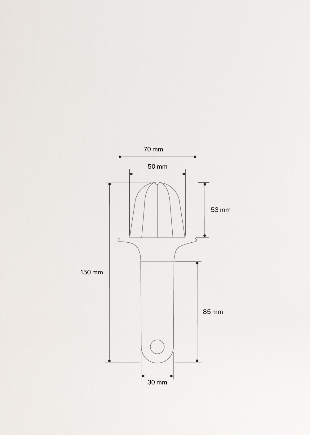 KITCHENWARE STUDIO - Espremedor de limão manual, medidas foto vertical
