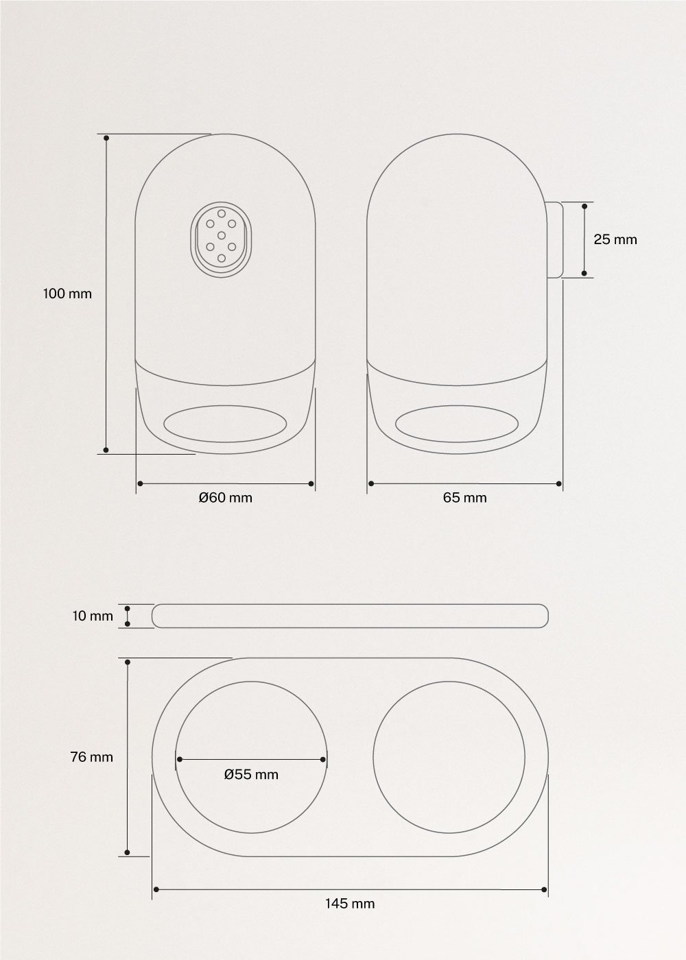 KITCHENWARE STUDIO - Saleiro e pimenteiro com base, medidas foto vertical