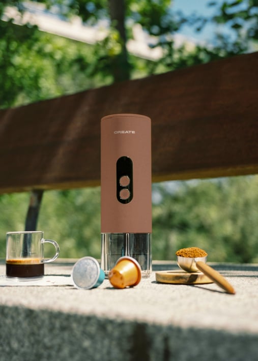 THERA MOVE - Máquina de café expresso portátil 15 bar para cápsulas e café moído