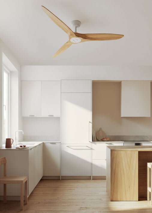 WIND CENTURY - Ventilador de teto 40W silencioso Ø152 cm 100% madeira
