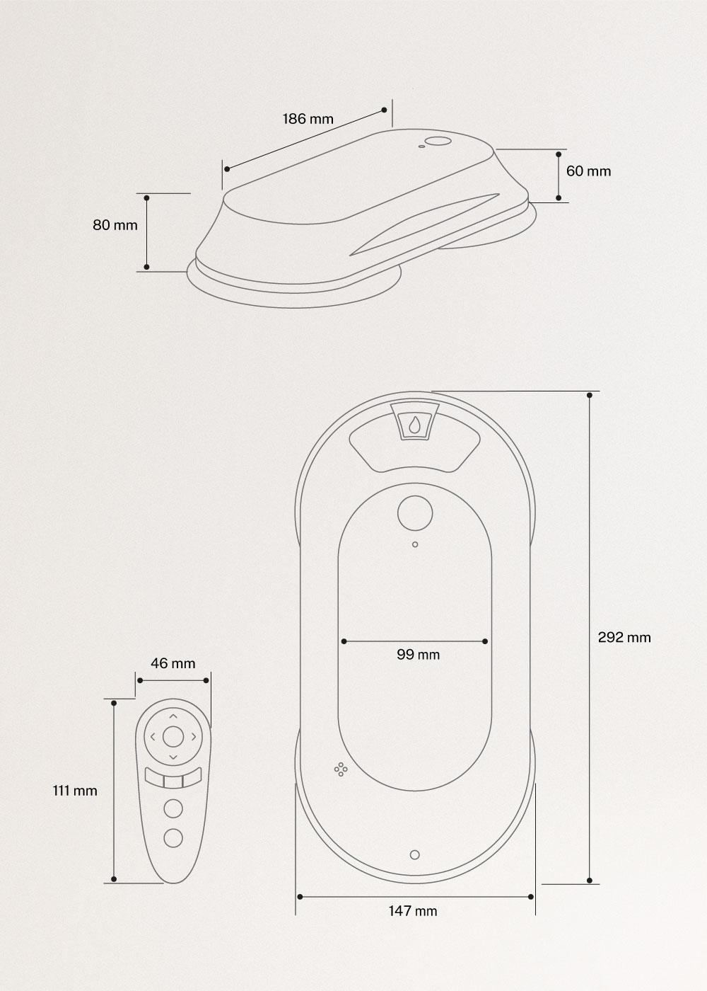 WIPEBOT PRO - Robô de limpeza automática de janelas , medidas foto vertical
