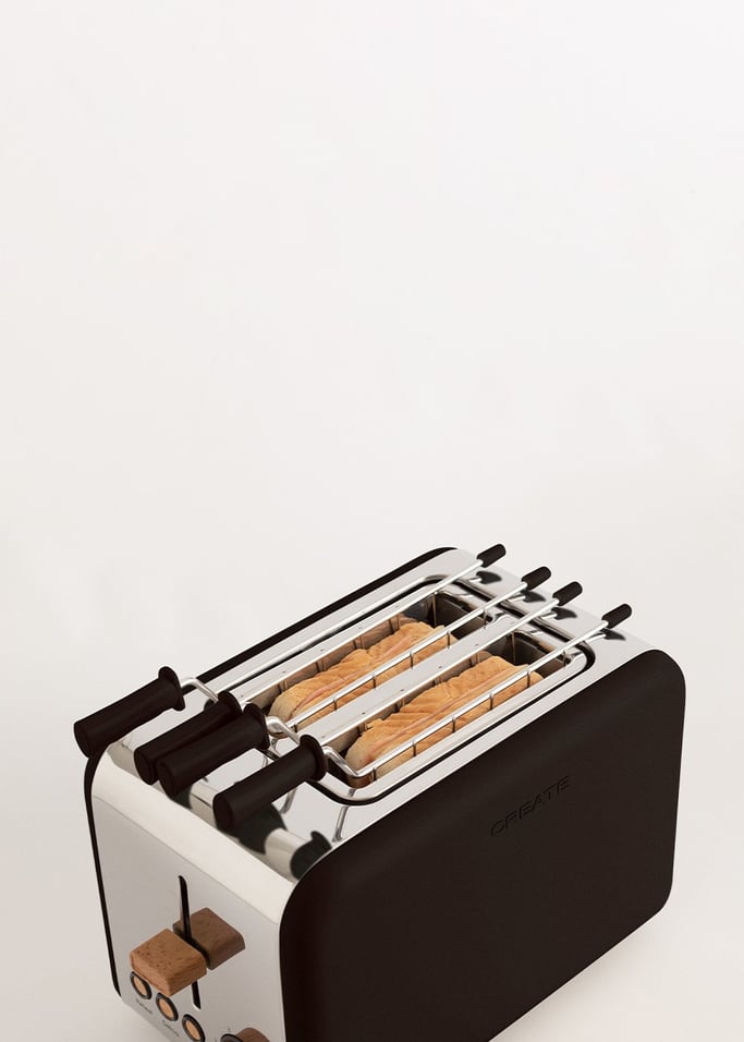 Torradeira vertical Toast&Taste 1600 Retro Double com 2 ranhuras largas e  longas com capacidade para 4 fatias Bege