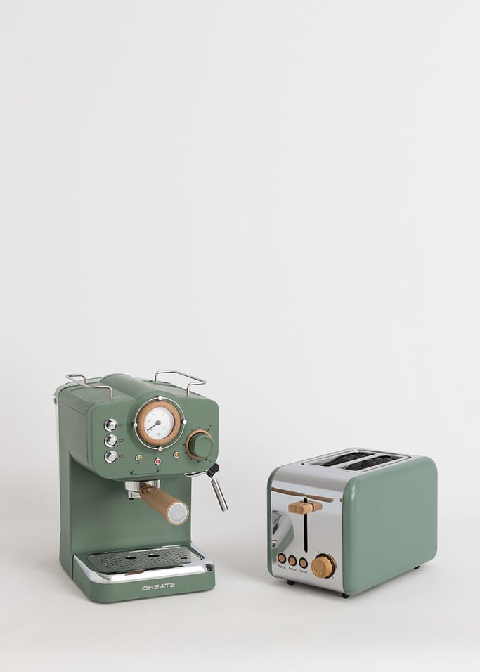 Pack Torradeira TOAST RETRO + Máquina de café expresso THERA RETRO com acabamento mate, imagem da galeria 1