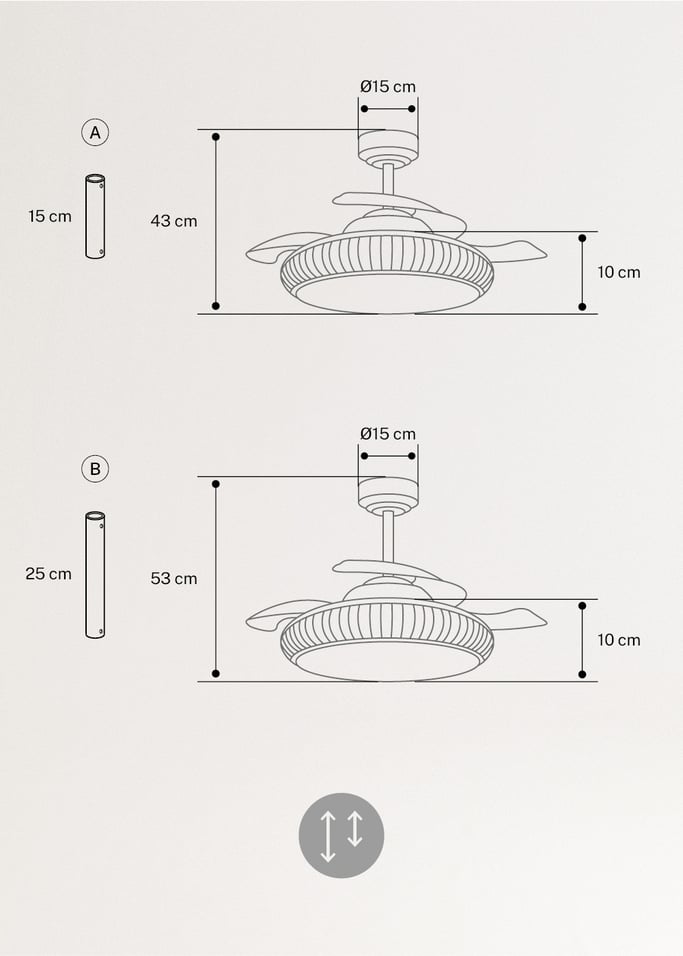 WIND CLEAR RATTAN - Ventilador de teto 40W silencioso Ø108cm lâminas retrácteis com luz LED 36W, imagem da galeria 10