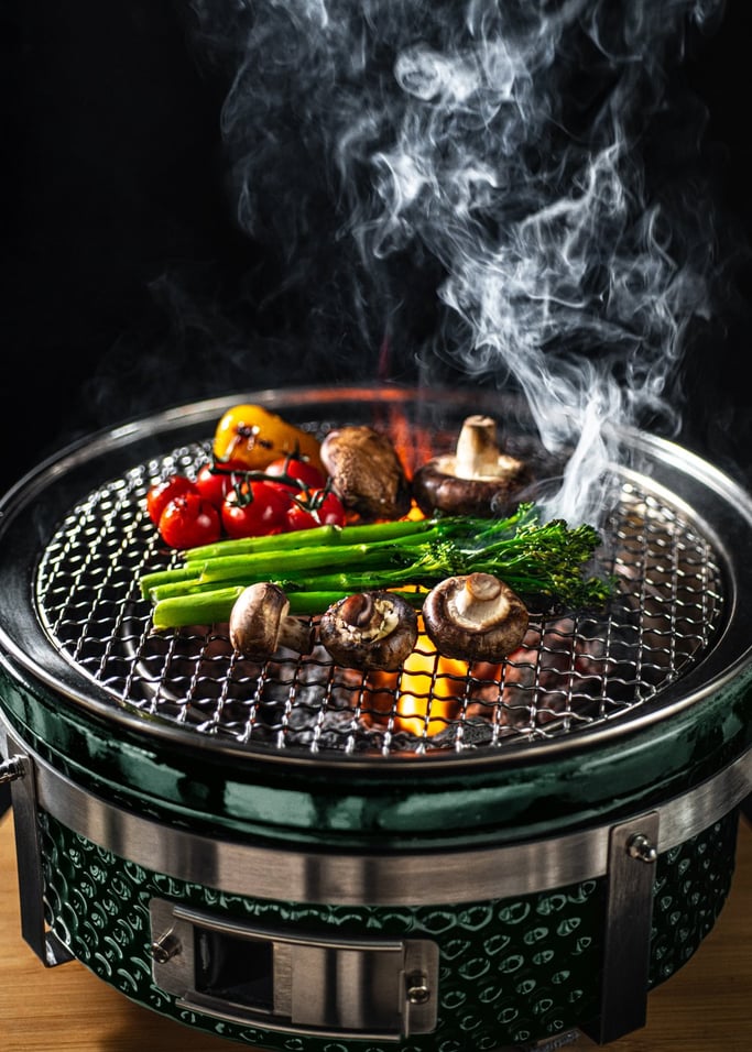 BBQ KAMADO HIBACHI - Churrasqueira redonda com grill e chapa, imagem da galeria 5