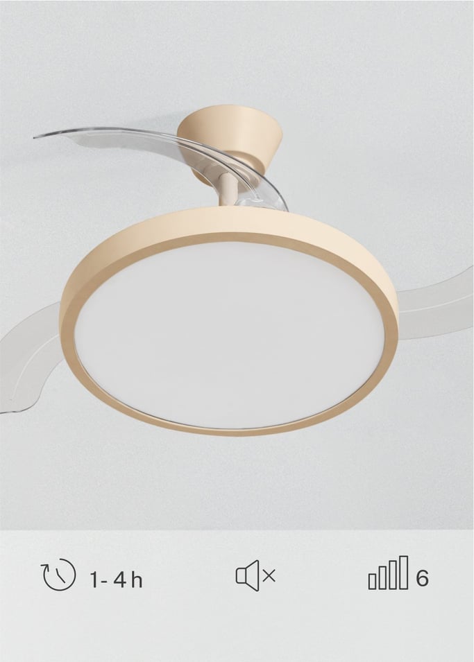 WIND CLEAR STUDIO - Ventoinha de teto 40W silenciosa com pás retráteis e luz LED, vários tamanhos, imagem da galeria 5