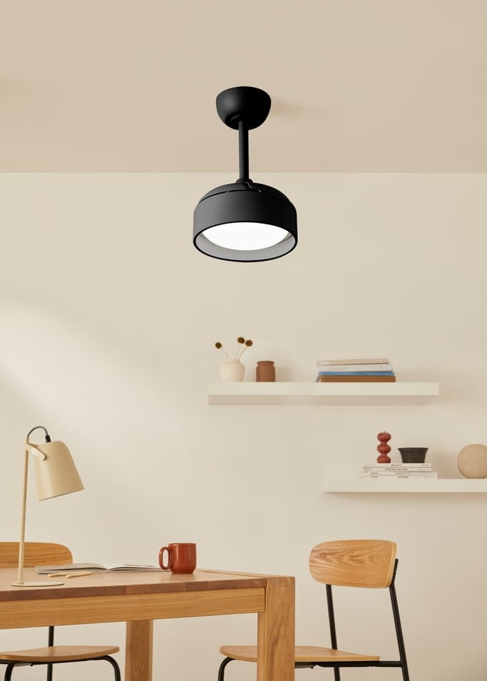 WIND CLEAR LAMP - Ventoinha de teto 40W silenciosa Ø55cm com pás retráteis e luz LED, imagem da galeria 1