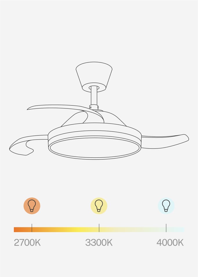 WIND CLEAR - Ventilador de teto 40W com lâminas retrácteis silenciosas e luz LED de vários tamanhos
, imagem da galeria 8