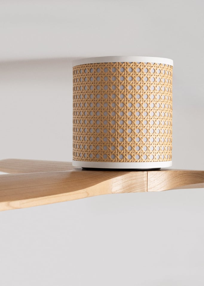 WIND CALM CUSTOM RATTAN - Ventilador de teto 40W silencioso Ø132 cm com luz LED no corpo e lâmpada, imagem da galeria 5