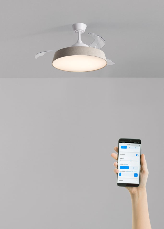 WIND CLEAR CONTOUR  - Ventoinha de teto silenciosa 40 W Ø107 cm com pás retráteis e luz LED, imagem da galeria 2