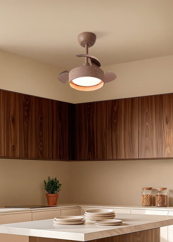 WIND CLEAR LAMP - Ventoinha de teto 40W silenciosa Ø55cm com pás retráteis e luz LED, imagem da galeria 3