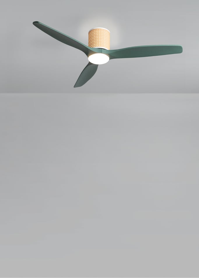 WIND CALM CUSTOM RATTAN - Ventilador de teto 40W silencioso Ø132 cm com luz LED no corpo e lâmpada, imagem da galeria 3