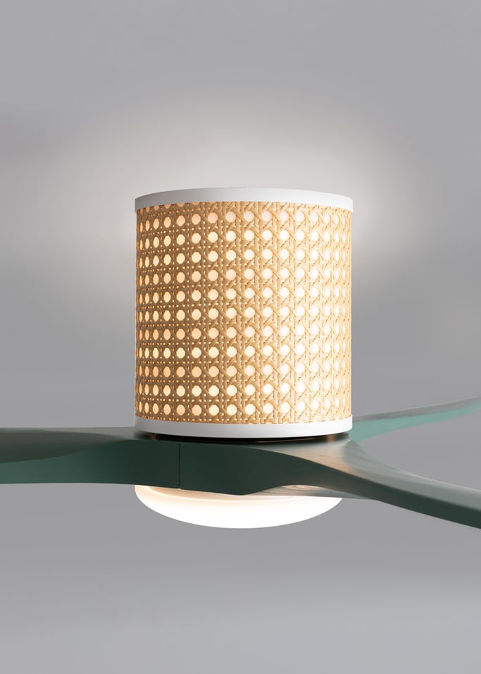 WIND CALM CUSTOM RATTAN - Ventilador de teto 40W silencioso Ø132 cm com luz LED no corpo e lâmpada, imagem da galeria 6