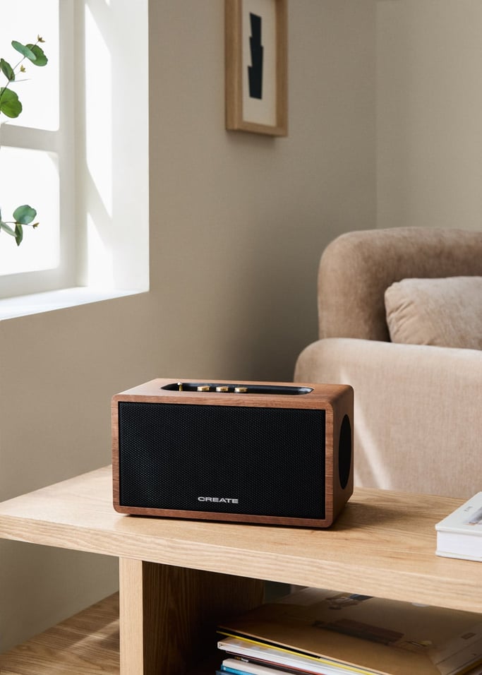 SPEAKER RETRO WOOD - Coluna portátil 55W com Bluetooth, USB e AUX, imagem da galeria 1