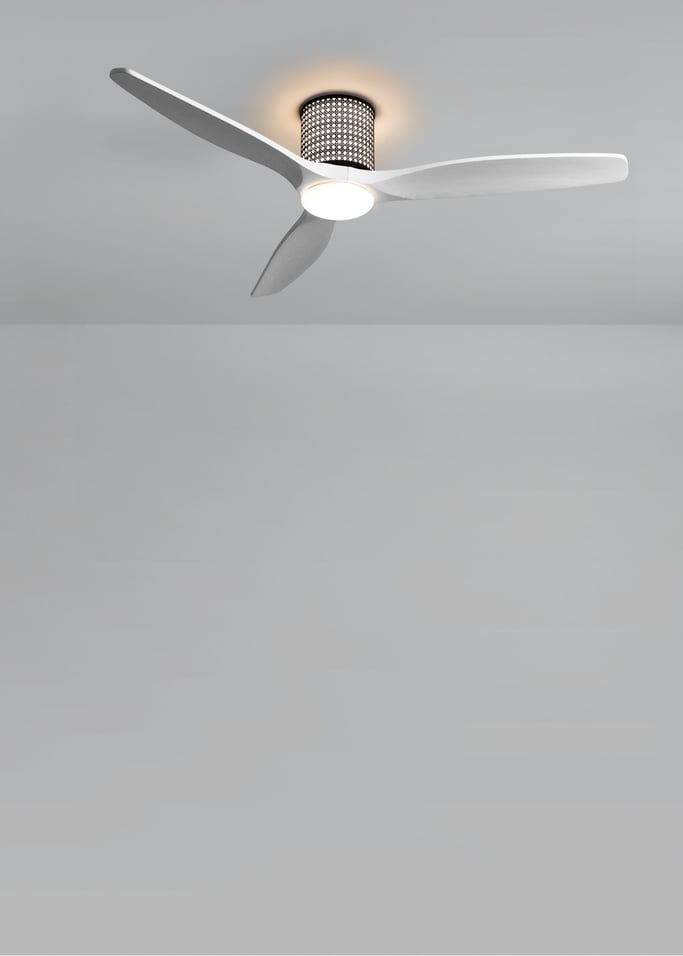 WIND CALM CUSTOM RATTAN - Ventilador de teto 40W silencioso Ø132 cm com luz LED no corpo e lâmpada, imagem da galeria 3
